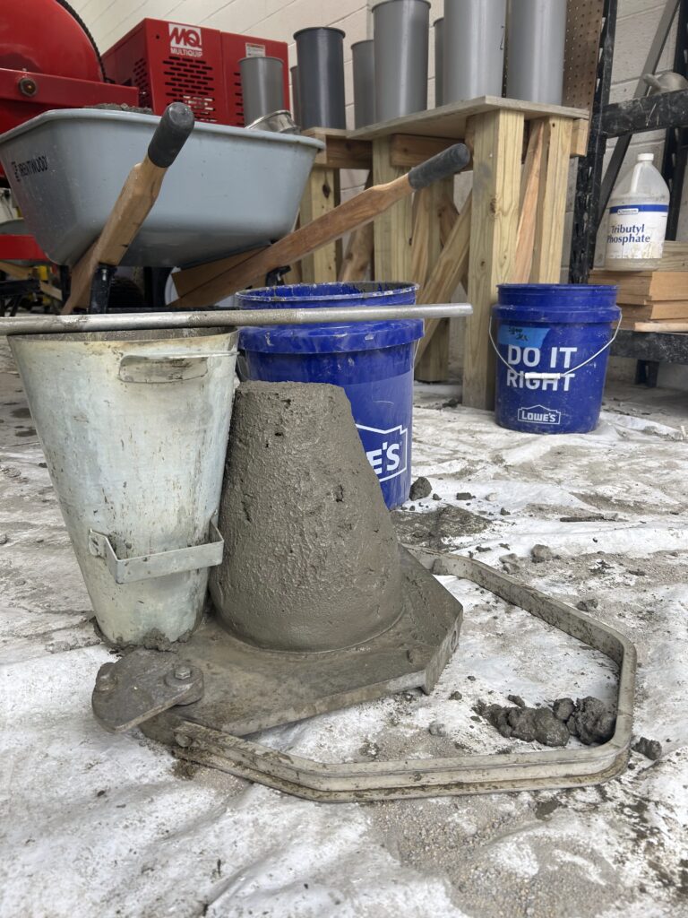 Concrete slump test in action